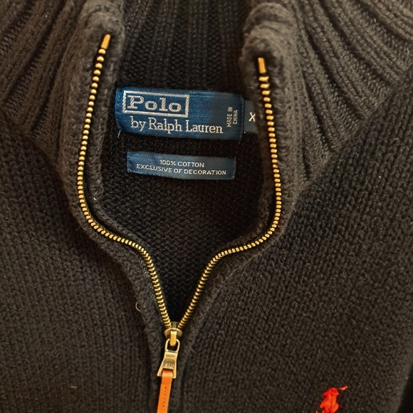 Mens Black Polo by Ralph Lauren Pullover 1/2 Zip Knit Sweater  Size XL - Picture 3 of 11